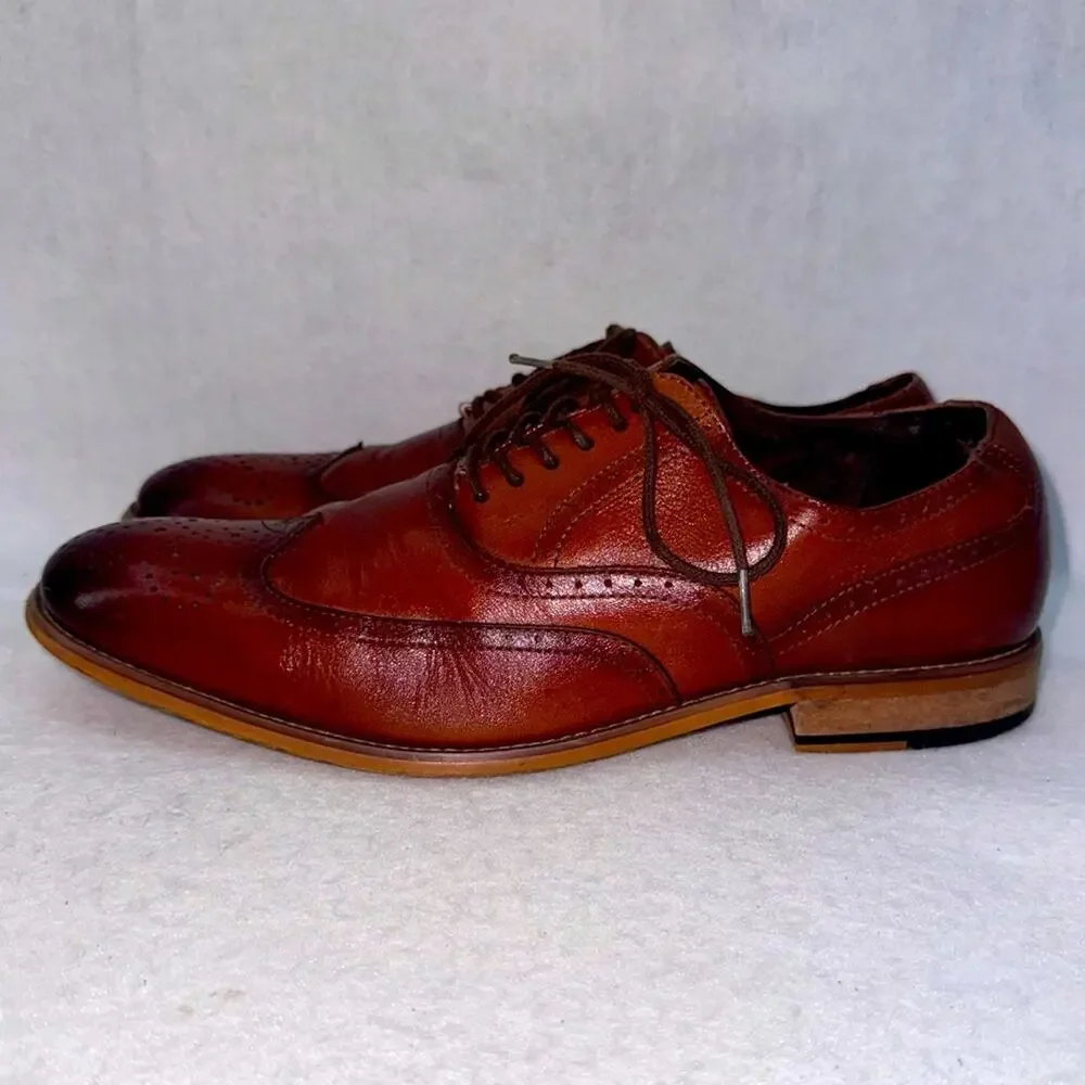 Men’s Stacy Adams Brown Leather Wingtip Oxford Dress Shoes size 9